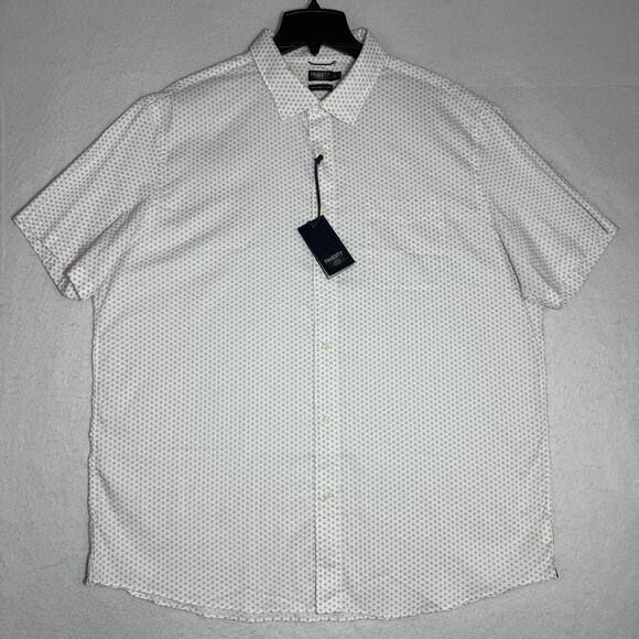 Faherty Reserve Movement Shirt XXL Cream Blue Clover Print Stretch NWT $148 - Picture 5 of 13